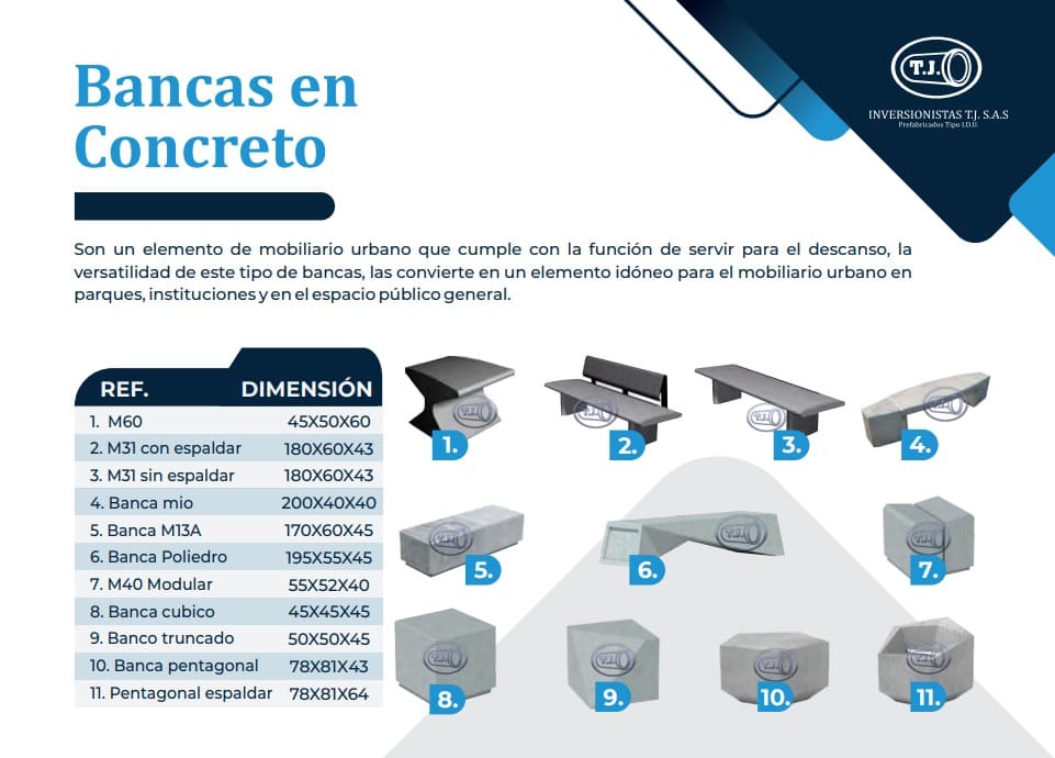 bancas-concreto-mobiliario-urbano bancas m60, m31, m40, m-60, m-31, m-40, pentagonal y banca mio de concreto prefabricadas para parques, espacios públicos y mobiliario urbano