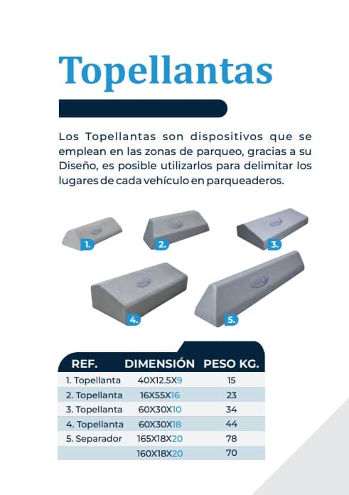 topes topellantas de concreto para parqueaderos y control de estacionamiento