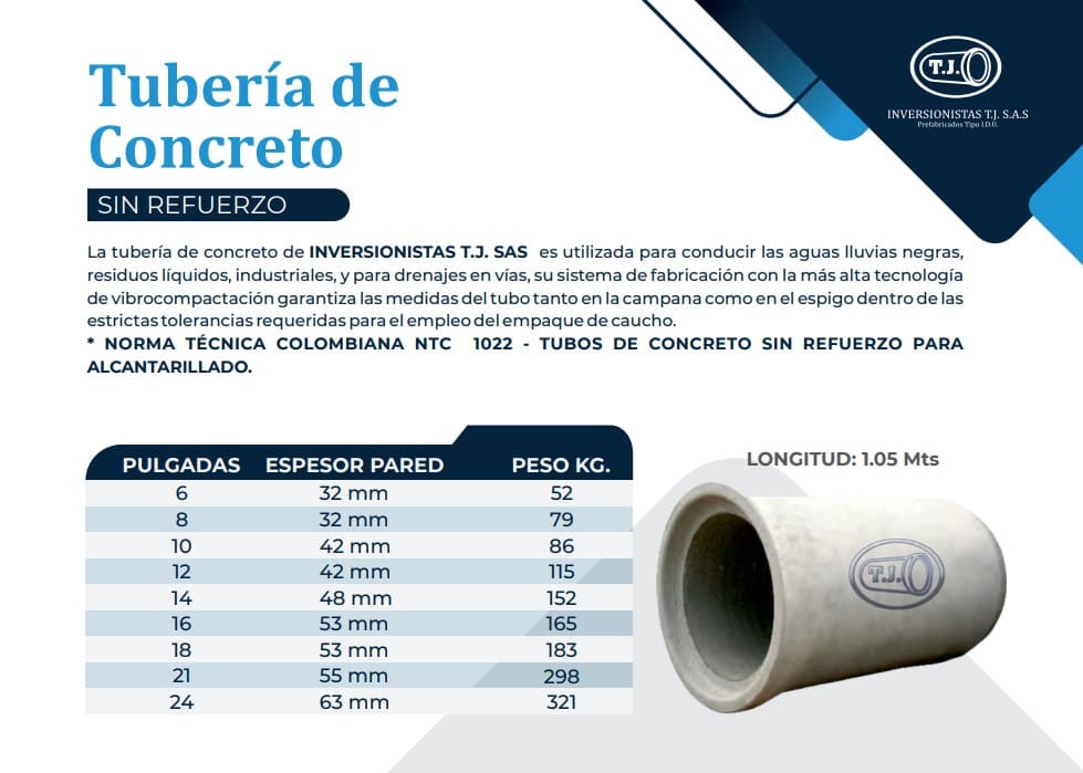 tuberia-concreto-sin-refuerzo tubería de concreto sin refuerzo para alcantarillado y drenaje